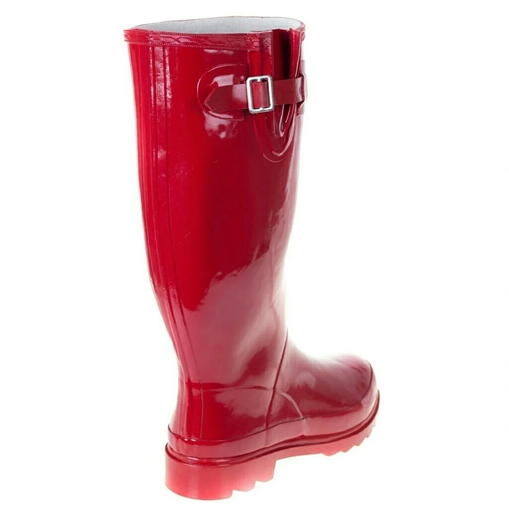 Women's Rainboots, Rubber Tall Rain Boots, RB-3106, Red